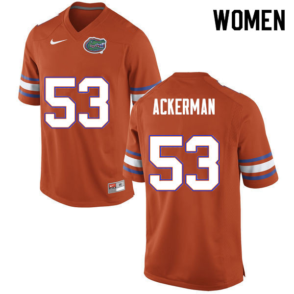 Women #53 Brendan Ackerman Florida Gators College Football Jerseys Sale-Orange